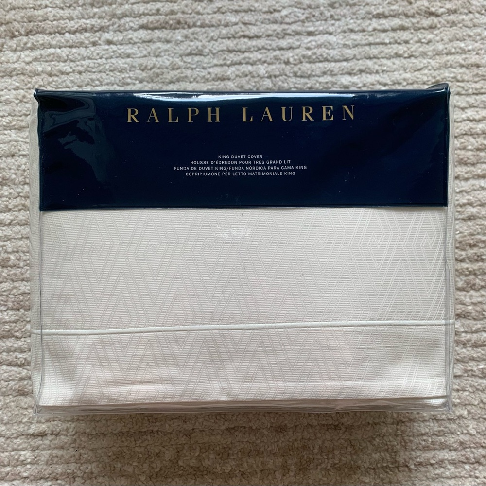 Ralph Lauren Hayden King Duvet Cover Cream 100% Cotton NWT